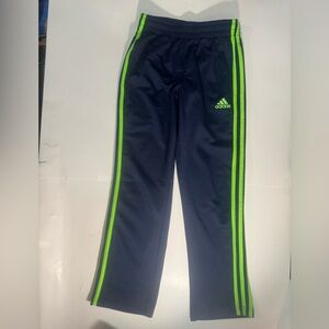 Adidas Kids Dark Blue Joggers with Bright Green Accents